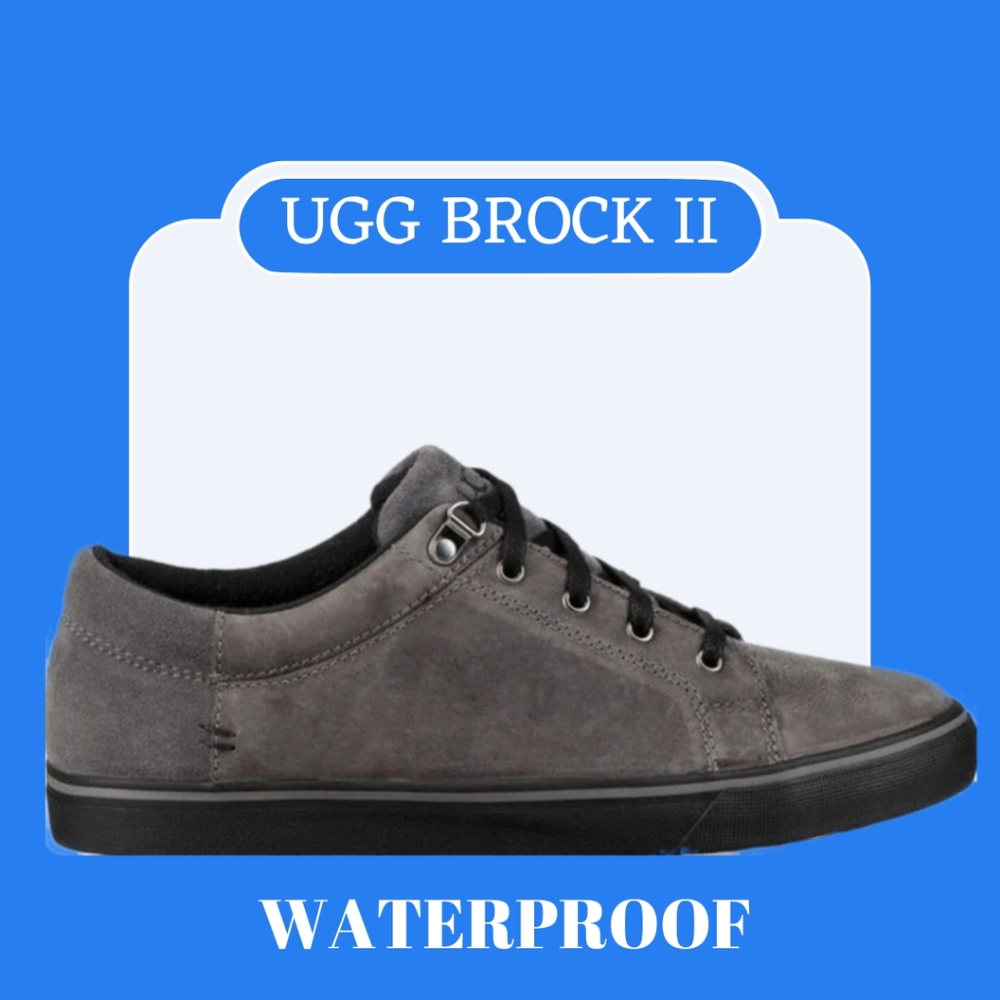 Ugg Brock ll Waterproof Charcoal Grey Leather Suede Black Men's Size 9
